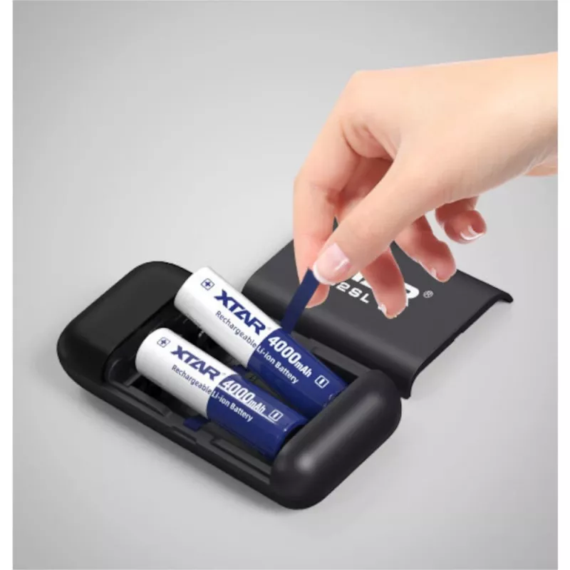 Įkroviklis / maitinimo bankas ličio jonų baterijoms 18650 / 20700 / 21700 Xtar PB2SL V2 juodas