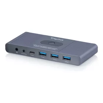 KVM jungiklis DIGITUS USB-C 3.0 HDMI 2 prievadai 4K60Hz, USB-C/USB-A, aliuminis, 135×60×30 mm