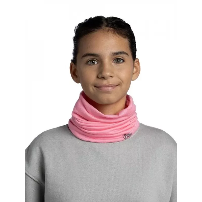 Vaikiška daugiafunkcinė kaklaskarė Buff Kids Bandana Merino Lightweight – vientisa rožinė spalva, besiūlė merino vilnos galvos apdangalas vaikams