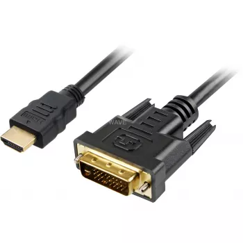 Adapterinis kabelis HDMI > DVI-D (juodas, 5 m, Dual Link, 24+1)