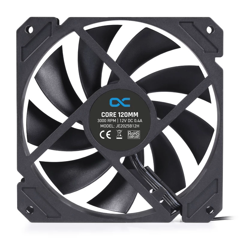 Alphacool Core 120 mm ventiliatorius 3000 RPM 7.83 mmH2O dvigubas rutulinis guolis juodas 120x120x25 mm