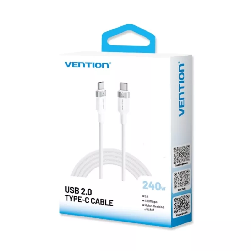 Vention USB 2.0 5A 240W 1m BK USB-C į C laidas