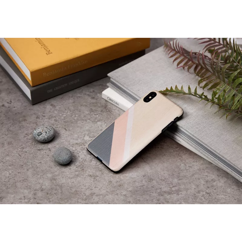 Dėklas iPhone XS Max man and wood – rožinis kostiumas, juodas