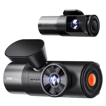 Automobilinis vaizdo registratorius VANTRUE N5 Nexus 5 – 4 kanalų, 2592×1944 pagrindinė kamera, 160° priekis/salonas, GPS, Wi‑Fi, IPS ekranas, MicroSD iki 512 GB