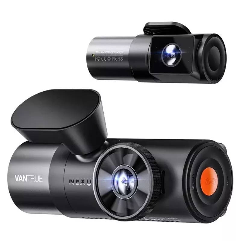 Automobilinis vaizdo registratorius VANTRUE N5 Nexus 5 – 4 kanalų, 2592×1944 pagrindinė kamera, 160° priekis/salonas, GPS, Wi‑Fi, IPS ekranas, MicroSD iki 512 GB