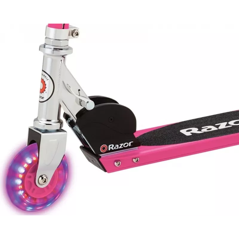 Klasikinis paspirtukas vaikams Razor S Spark Sport, sulankstomas, plieninis rėmas ir platforma, 2 ratai, aukštis 825 mm, maks. apkrova 100 kg, juoda/rožinė