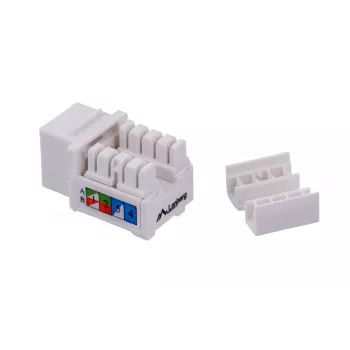 Keystone modulis LANBERG KSU6-1090, Cat6 U/UTP plokščias, RJ-45 kištukas į LSA lizdą, AWG 22/26, 14,5×16,1 mm, baltas