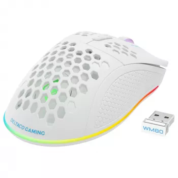 Belaidė RF pelė žaidimams Deltaco GAM-120-W, balta, USB Type-C