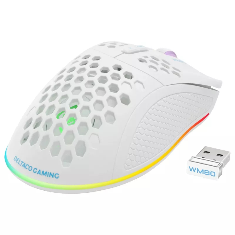 Belaidė RF pelė žaidimams Deltaco GAM-120-W, balta, USB Type-C