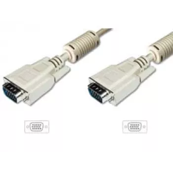 VGA monitoriaus prijungimo laidas DIGITUS AK-310103-100-E — HD15(M) į HD15(M), 10 m, 3Coax+7 laidų, smėlio spalvos