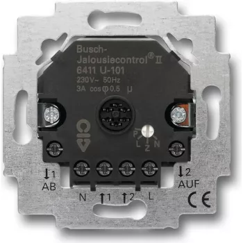 Įleidžiamas žaliuzių/roletų valdiklis Busch-Jaeger 6411 U-101, 2 kanalai, 230 V, 690 W, 71×71×33 mm