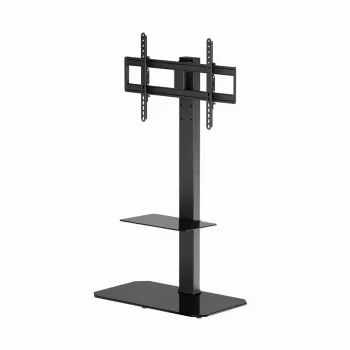 Grindinis TV stovas GEMBIRD TVS-86ST-01 43–86 colių televizoriams, juodas, grūdinto stiklo pagrindas, VESA 100×100–600×400, max 60 kg