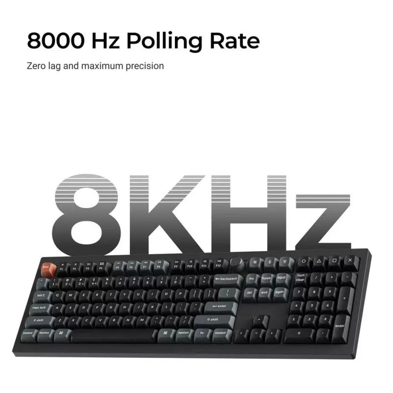 Mechaninė pilno dydžio (100 %) klaviatūra Keychron V6 Ultra 8K — QWERTY, Bluetooth, RGB LED, juoda