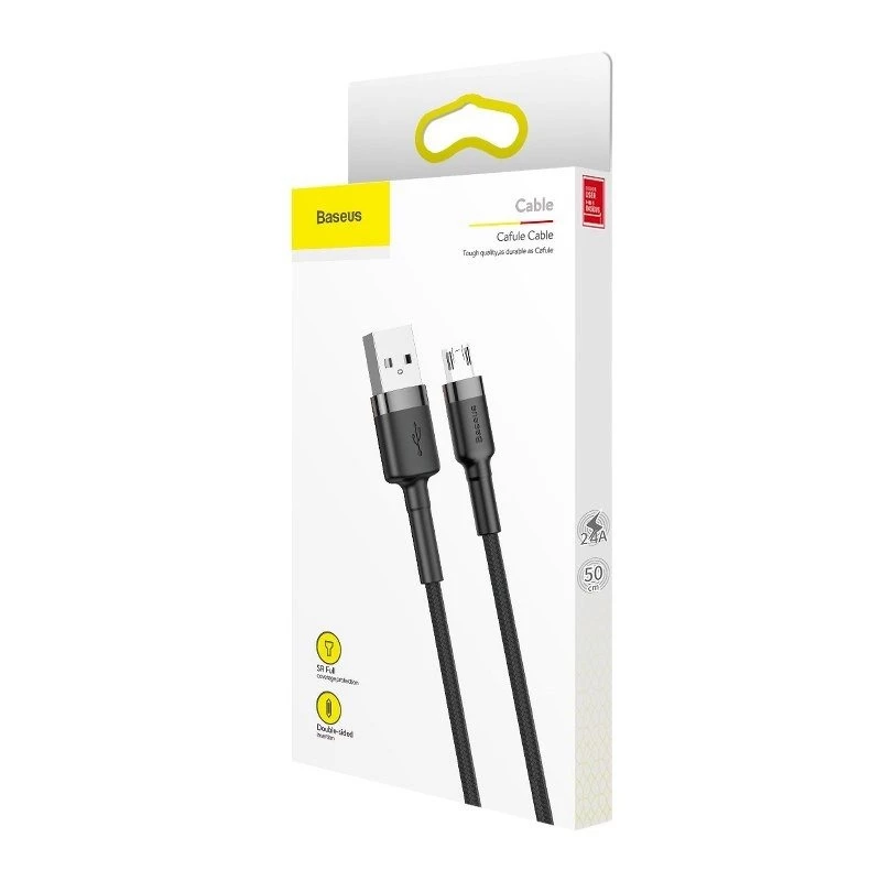 Baseus Cafule 2.4A 1m Micro USB laidas (pilkas/juodas)