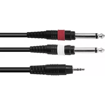 Adapterinis kabelis Omnitronic 3,5 mm į 2×3,5 mm, 1,5 m, juodas