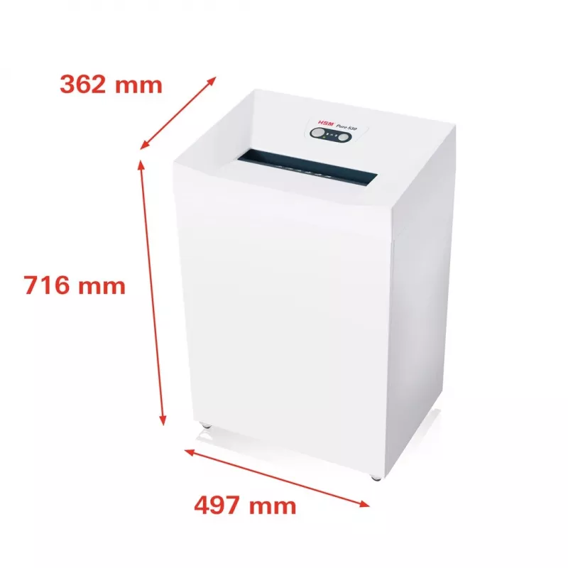 Popierių smulkintuvas HSM Pure 530, smulkinimas dalelėmis, 30 cm, 55 dB