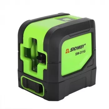 Kryžminis linijinis lazerinis nivelyras SNDWAY SW-311G – mini, žalias spindulys, 20 m, savaime išsilyginantis