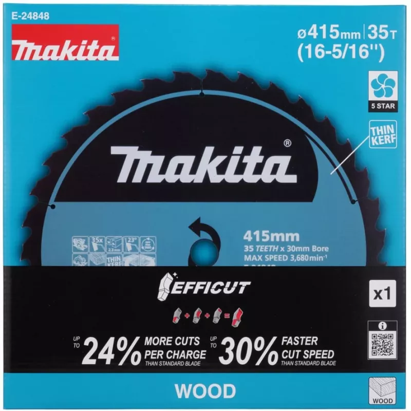 Makita E-24848 pjūklo diskas EFFICUT, skirtas belaidžiam diskiniam pjūklui HS013G, pjovimo plotis 2,30 mm