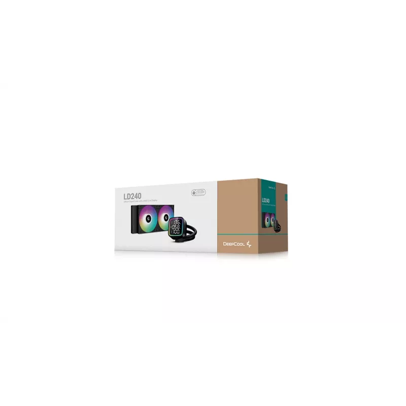Vandens aušintuvas CPU DeepCool R-LD240-BKDMMN-G-1 240mm RGB, 2x120mm ventiliatoriai, PWM, 41cm žarnos, aliumininis radiatorius