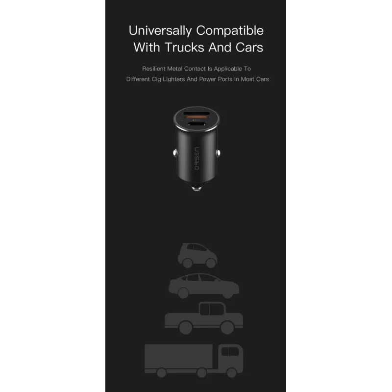 Automobilinis įkroviklis Orsen C8 45W – 45W USB-C PD greitasis įkrovimas, juodas