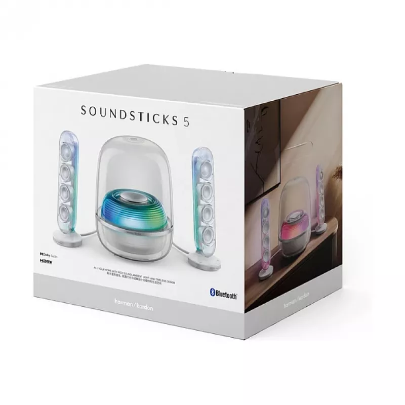 Harman Kardon SoundSticks 5 baltos spalvos garsiakalbių sistema