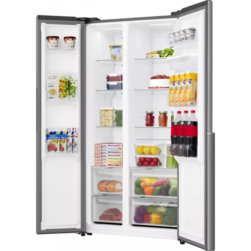 Gorenje HZF55082 NRS917E41XWD G400, Laisvai pastatomas šaldytuvas su šaldikliu, American door, Pilka, 2 durys, Liečiamas valdymas, LED