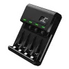 Green Cell GC VitalCharger USB akumuliatorių įkroviklis, 4 lizdai, AA/AAA, USB maitinimas, juodas