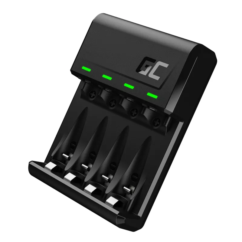 Green Cell GC VitalCharger USB akumuliatorių įkroviklis, 4 lizdai, AA/AAA, USB maitinimas, juodas