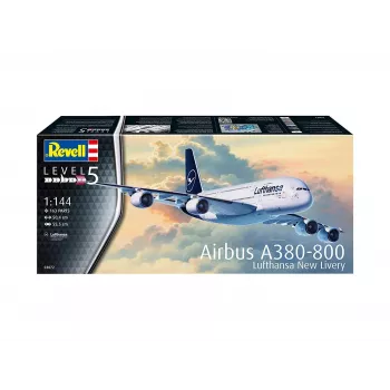 Surinktas modelis Revell Airbus A380-800 Lufthansa New Livery 1:144