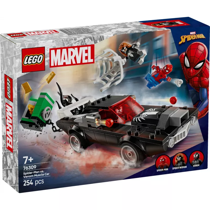 Konstruktorius LEGO Marvel Super Heroes Žmogus voras prieš Venom raumeningą automobilį 76309 — 254 dalys, 3 minifigūrėlės, amžius 7+