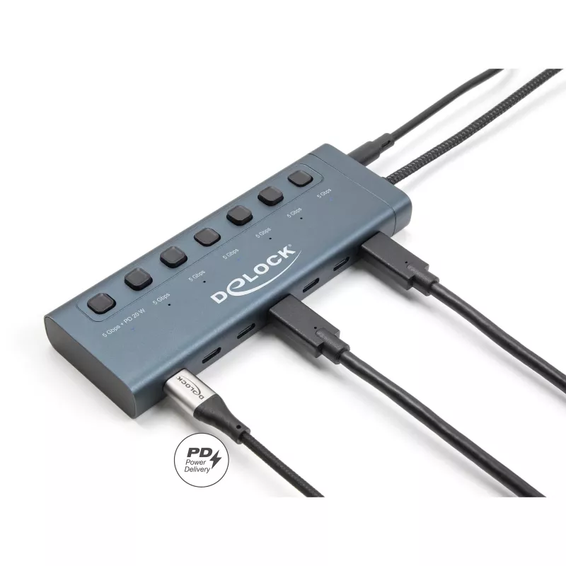 DeLOCK 63410 USB 3.2 Gen 1 Type-C 7 prievadų USB-C šakotuvas, mėlynas, 5000 Mbit/s
