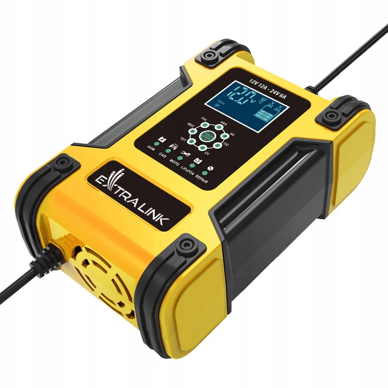 Extralink Shango išmanusis akumuliatorių įkroviklis | Lygintuvas | 100 - 240VAC, 12V 12A, 24V 6A