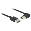 USB kabelis DeLOCK 1m USB 2.0 A lizdas/kištukas 90° juodas
