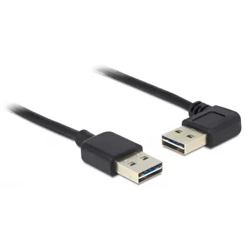 USB kabelis DeLOCK 1m USB 2.0 A lizdas/kištukas 90° juodas