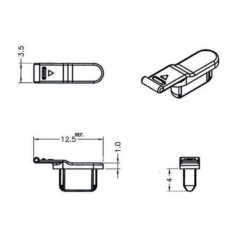 Kištukinio lizdo apsauginis dangtelis DELOCK 64033, juodas, 5×12.5×3.5 mm, pakuotė po 10 vnt.
