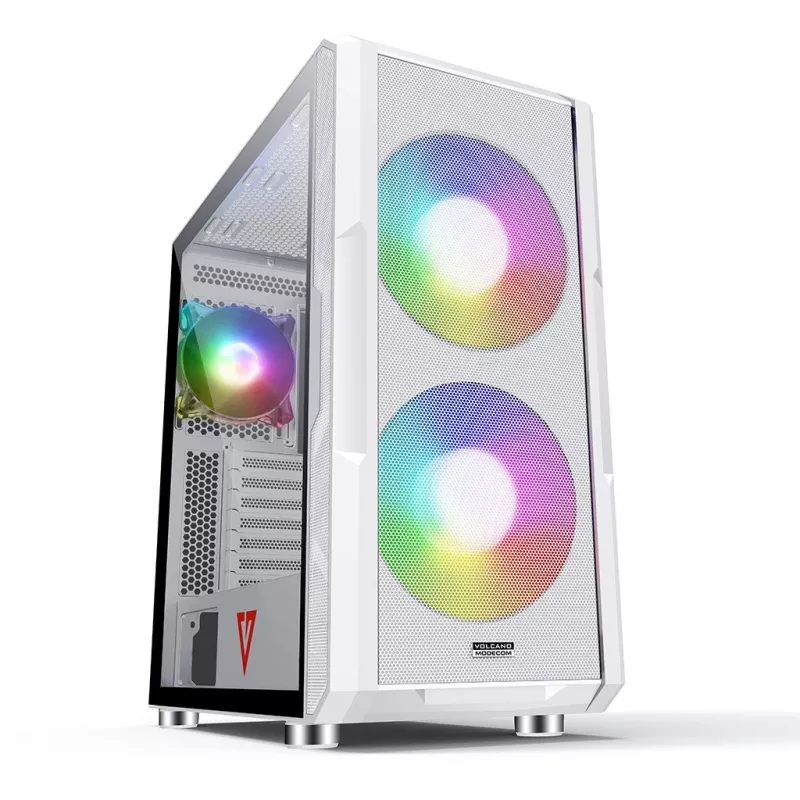 PC korpusas MODECOM AMIRANI ARGB Midi Tower Baltas — ATX/ITX, 35 cm GPU, 16,5 cm aušintuvas, 2x200 mm ventiliatoriai
