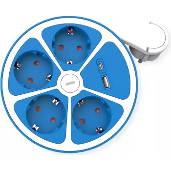 ROLINE Desktop Power Strip 4x+Sw. 1x A+ C CEE7/7 Blue 1.5m - Maitinimo juosta