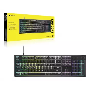 Corsair K55 CORE RGB klaviatūra žaidimams USB QWERTZ vokiška juoda