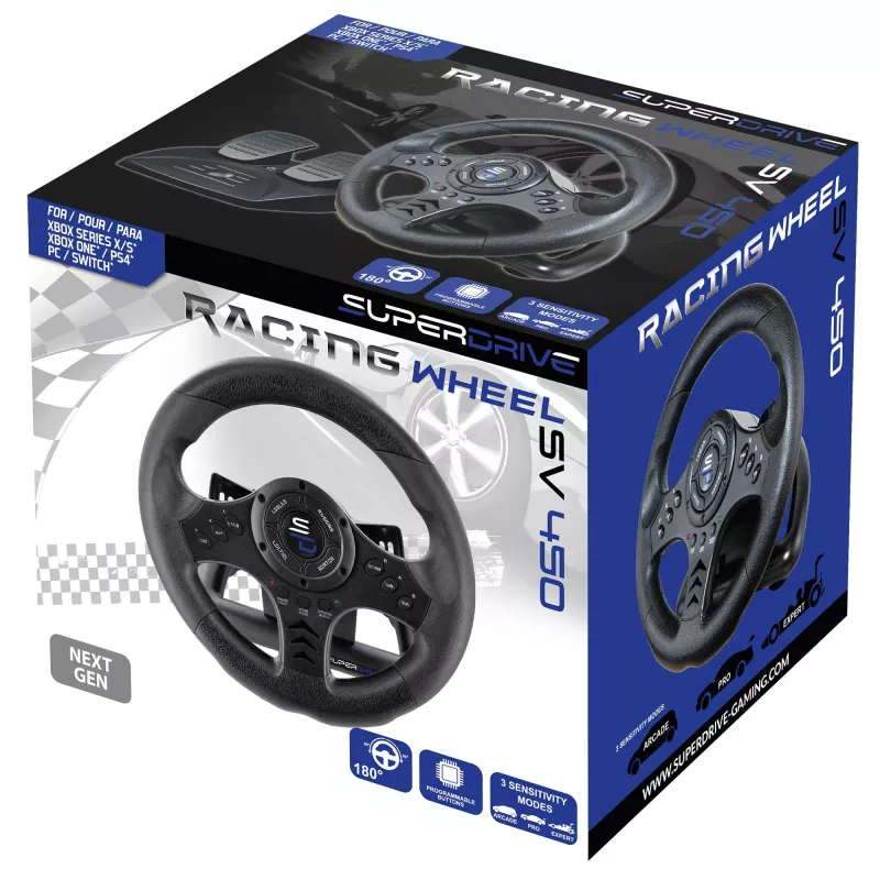 Vairas su pedalais Subsonic SA5426-NG Black USB 180° sukimosi kampas