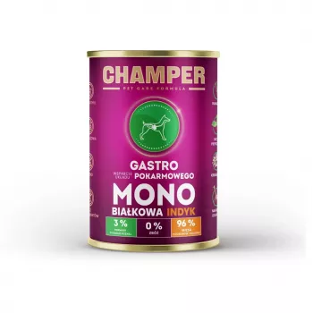 CHAMPER Gastro Monoprotein Turkey šlapias šunų ėdalas – 400 g