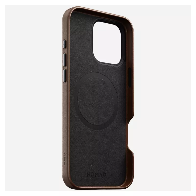 Korpusas iPhone 16 Pro Max Nomad NM01389385, 17,5 cm (6,9 inch), ruda, aliuminis/PC/mikropluoštas/oda