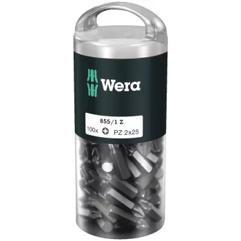 Wera 855/1 Z DIY 100 SiS antgalių rinkinys, 100 vnt., PZ 2, 25 mm, 1/4 inch šešiakampis kotas