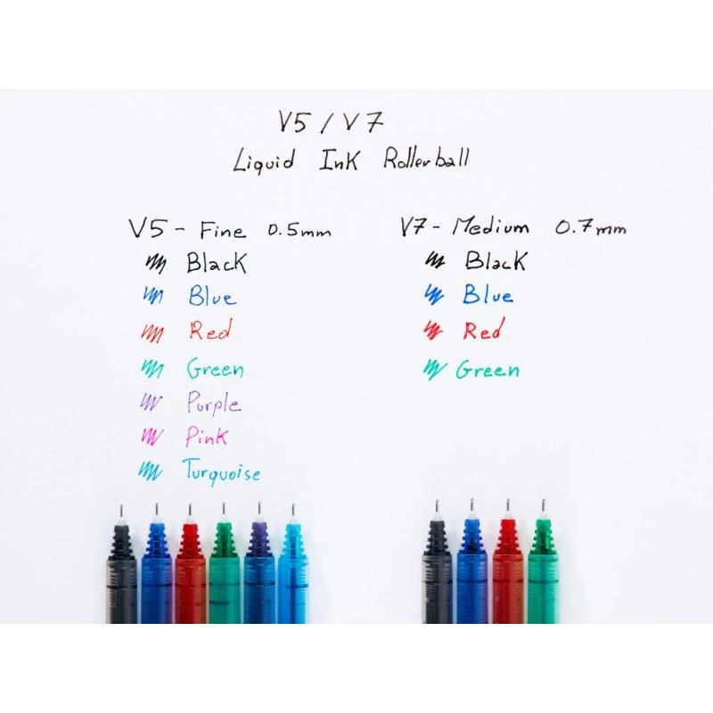 Pilot V5 HiTec rašikliai mėlyni 0,5 mm 12 vnt.