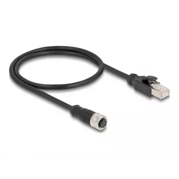 DeLOCK M12 adapterio kabelis D-kodavimo 4 kontaktų moteriškas į RJ45 vyrišką 50 cm