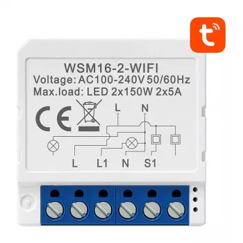 Išmanusis jungiklio modulis Avatto WSM16-W2 WiFi nuotolinio valdymo, dviejų kanalų relė namų automatizacijai