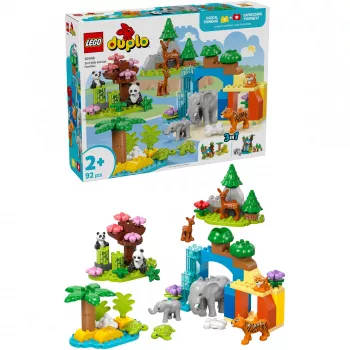 LEGO DUPLO Town Laukiniai gyvūnai ir jų šeimos 3-in-1 10446 — 92 detalės, nuo 2 m., 200×220×340 mm