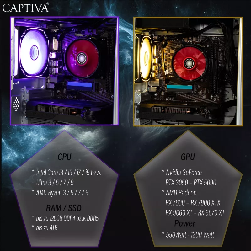 Kompiuteris Captiva CAPTIVA PC Advanced Gaming R92-769 Ryzen 7 5700X 32GB SSD 1TB RTX5060 Ti 8GB Windows 11 Home 64-bit