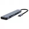 USB Type-C stotelė SAVIO AK-82 su HDMI, MicroSD, USB 3.2 Gen1, PD praėjimu, 4K@30Hz, 5000 Mbit/s, juoda