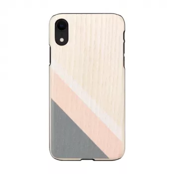 Apsauginis dėklas iPhone XR iš medžio – rožinis su juodais akcentais