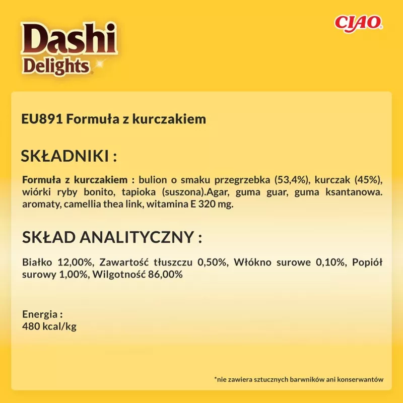 INABA Dashi Delights gardėsis katėms – subtilūs vištienos dribsniai, 40 g